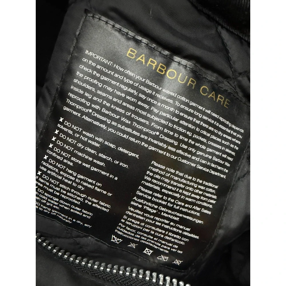 Barbour Bedale Relaxed Fit Quilted Waxed Cotton Jacket Black Mens Size L